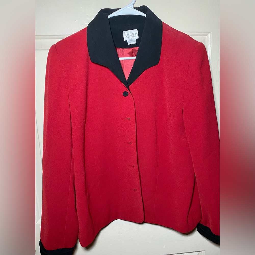Koret Women’s‎ Blazer Solid Red Black Career Jacket  Buttons L/XL